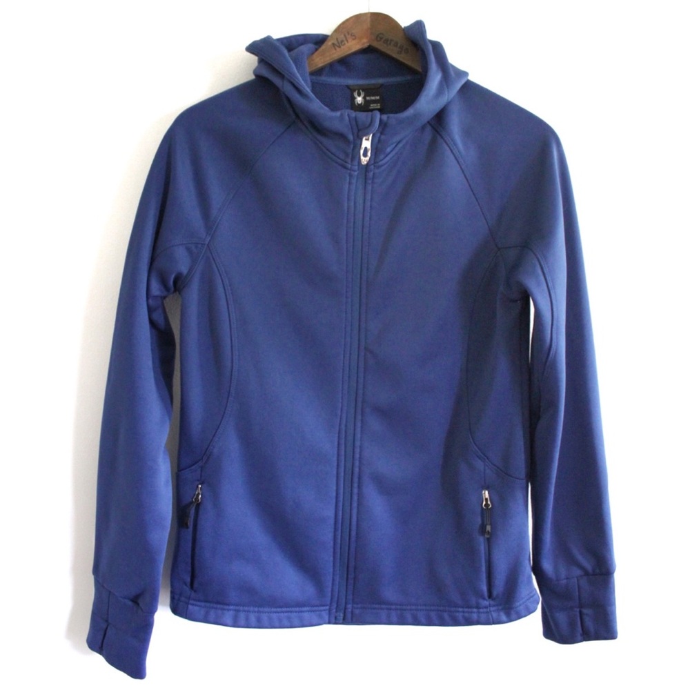 Spyder Blue Athletic Hoodie Full Zip Jacket Women's Medium Preowned